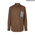 Burberry Monogram Stripe Print Cotton Shirt