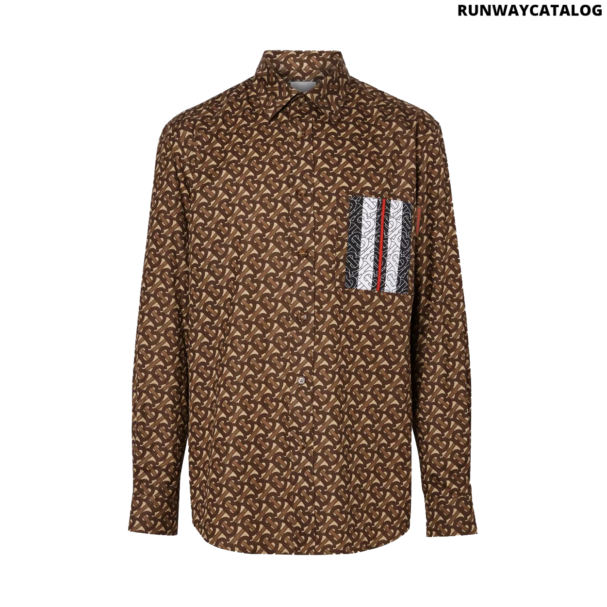 Burberry Monogram Stripe Print Cotton Shirt
