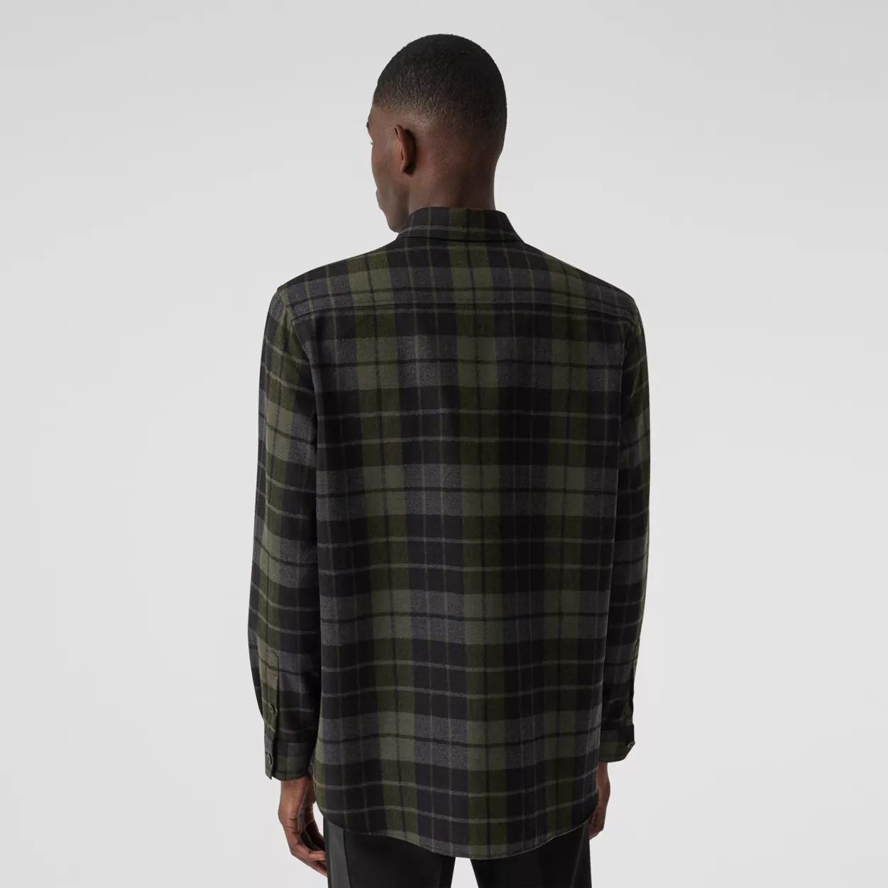 Burberry Monogram Motif Check Wool Flannel Oversized Shirt