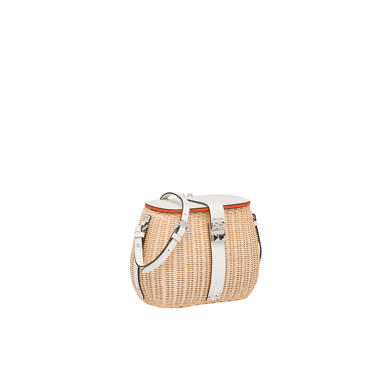 Prada Wicker and leather shoulder bag