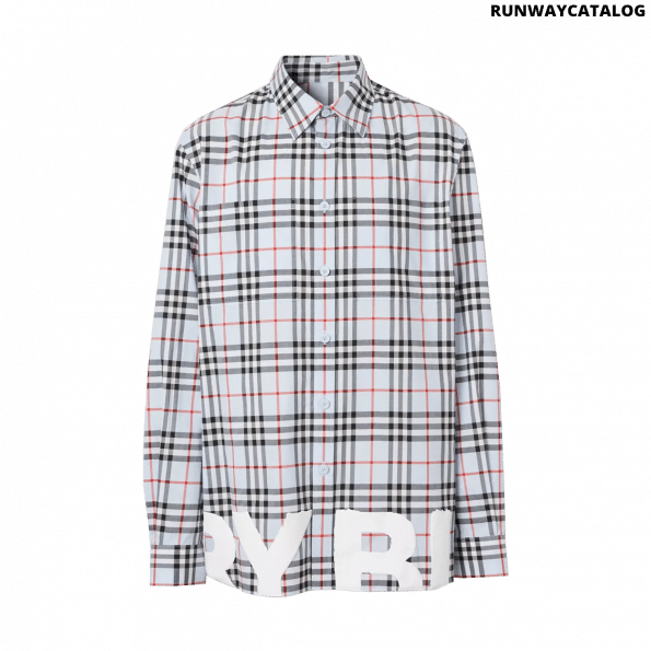 Burberry Logo Print Vintage Check Cotton Oversized Shirt