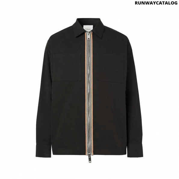Burberry Stripe Detail Technical Twill Zip-front Shirt