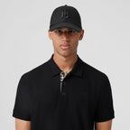 Monogram Motif Cotton Piqué Polo Shirt Black