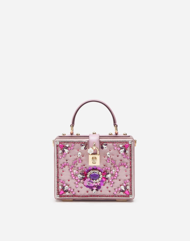Dolce &amp; Gabbana Satin Dolce Box Bag with Bejeweled Embroidery