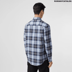 Burberry Embroidered Logo Ombré Check Cotton Shirt