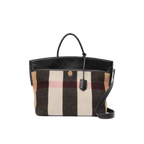Burberry Check Merino Wool Cashmere Society Top Handle Bag