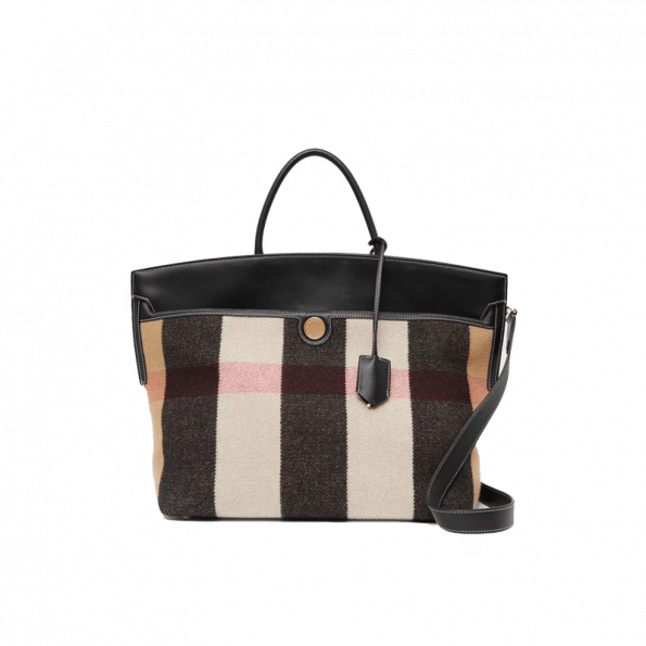 Burberry Check Merino Wool Cashmere Society Top Handle Bag