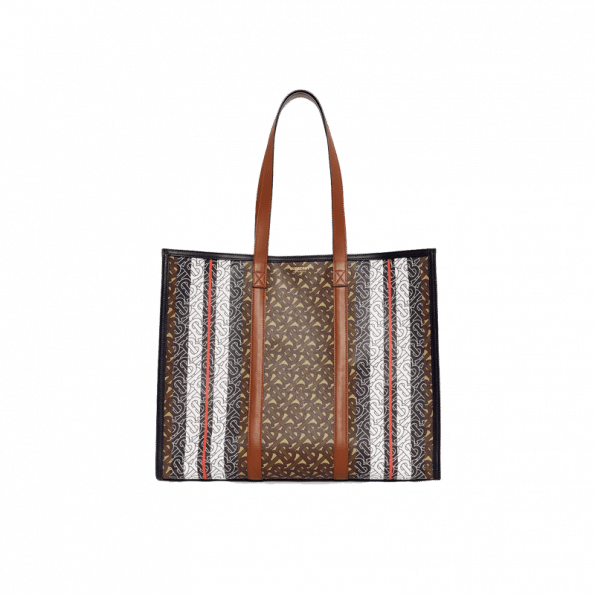 Burberry Monogram Stripe E-canvas Tote Bag