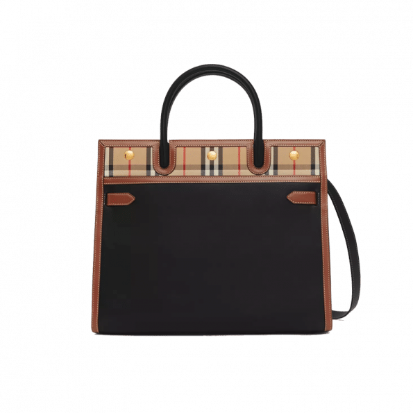 Burberry Medium Leather and Vintage Check Two-handle Title Bag