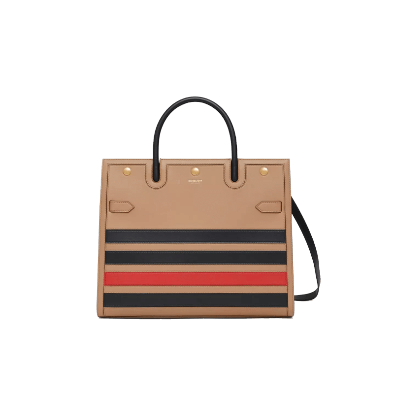 Burberry Medium Striped Intarsia Leather Two-handle Title Bag