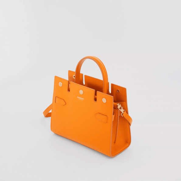 Burberry Mini Leather Title Bag In Yellow