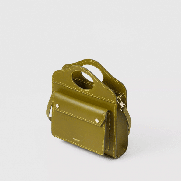 Burberry Mini Topstitched Leather Pocket Bag
