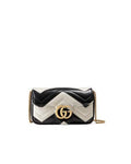 Gucci Super Mini Quilted Leather Chain Shoulder Bag, Black/White