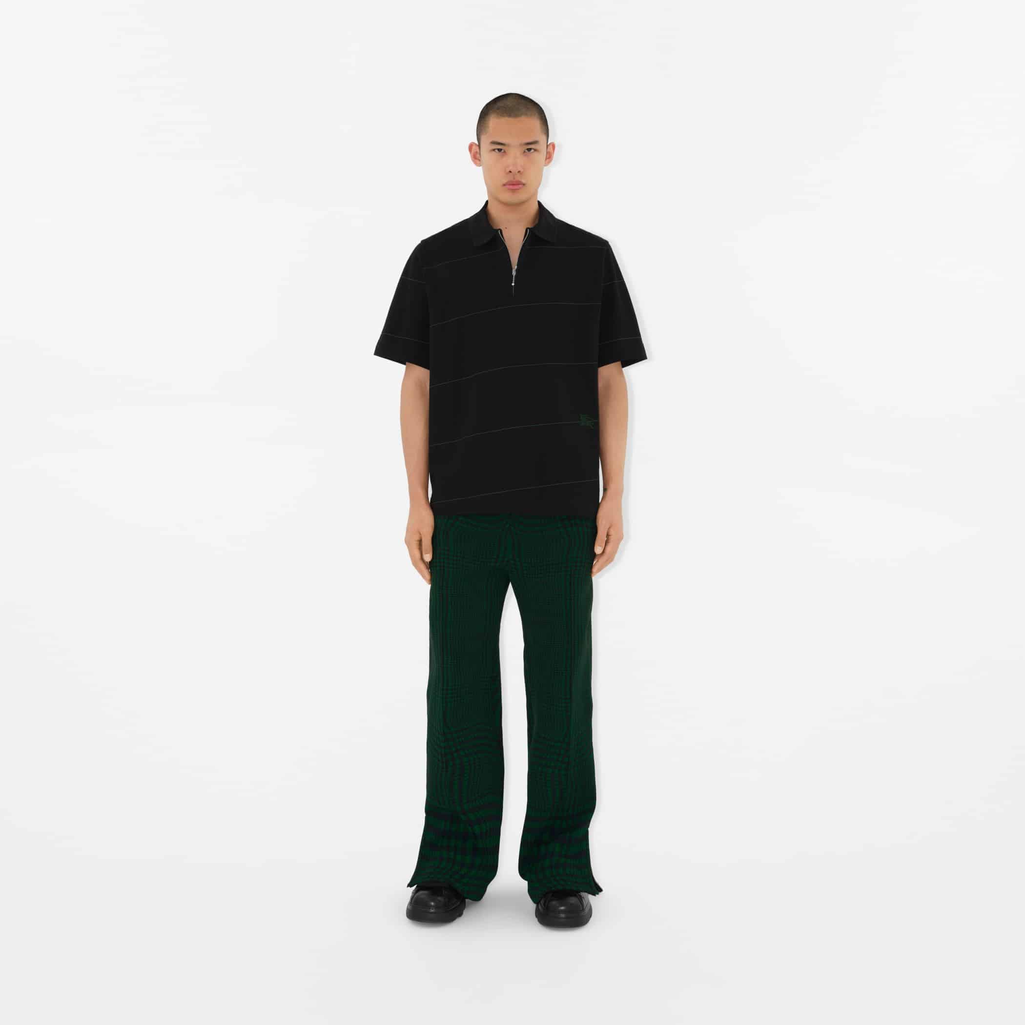Striped Cotton Polo ShirtPrice undefined Colour: Black