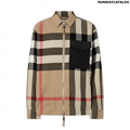 Burberry Contrast Panel Check Wool Cotton Shirt