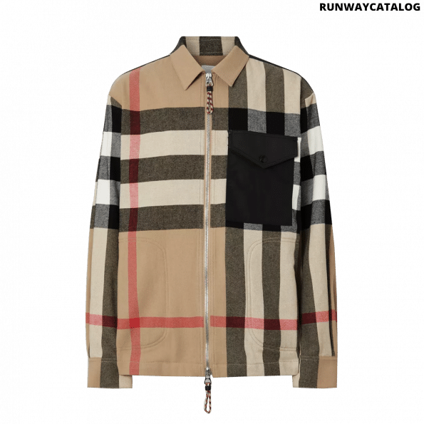 Burberry Contrast Panel Check Wool Cotton Shirt