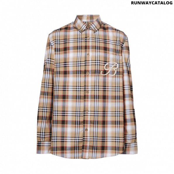Burberry Embroidered B Motif Stretch Cotton Shirt