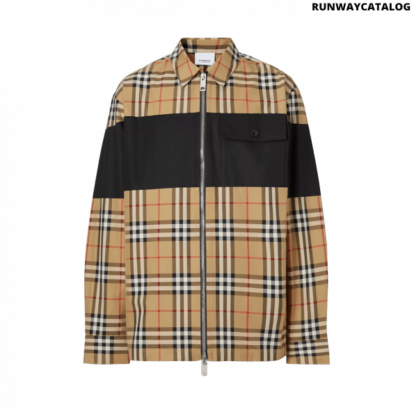Burberry Contrast Panel Check Cotton Shirt