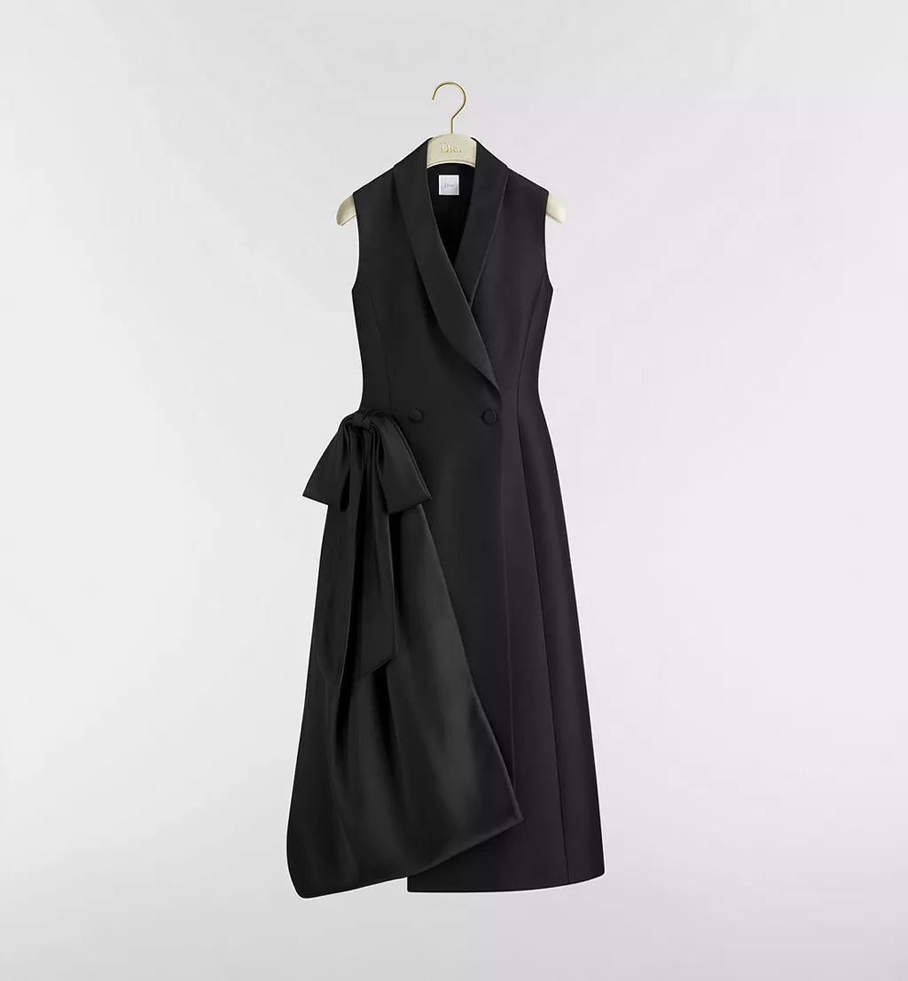 Mid-Length Flared Dress with Bow