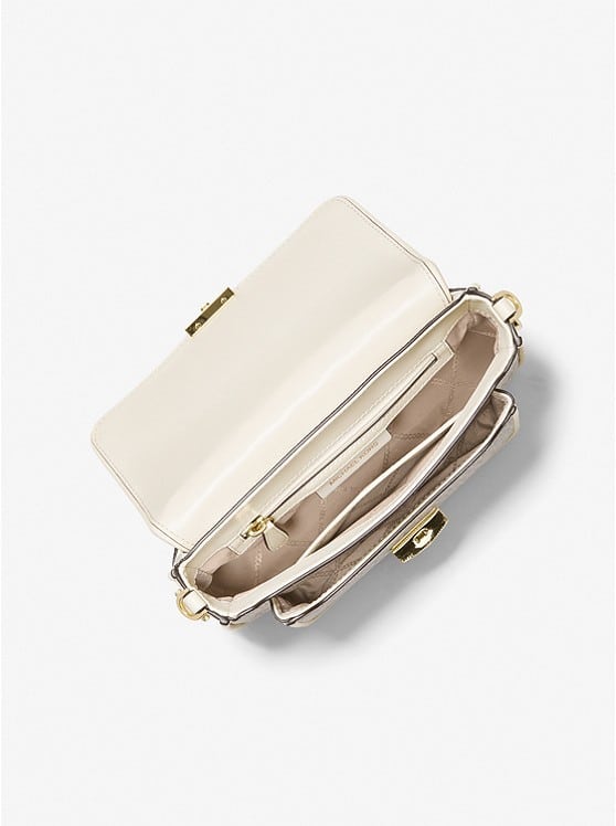 Michael Kors Medium Logo and Woven Leather Messenger Bag