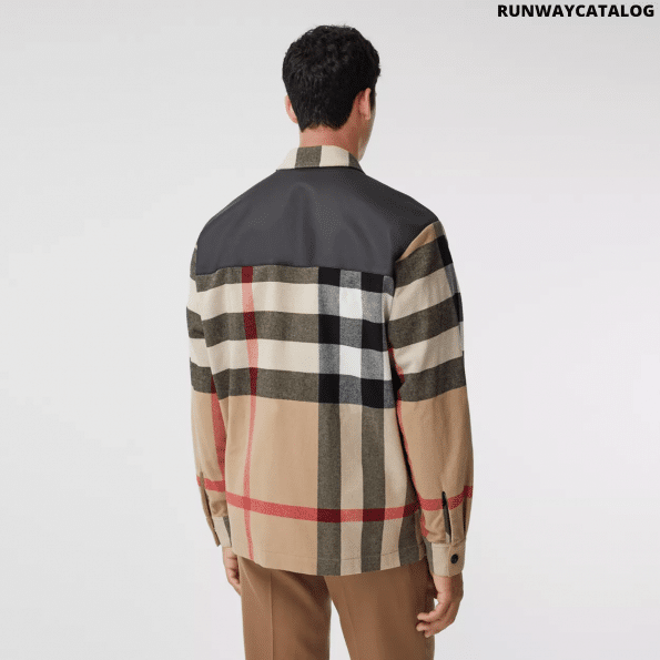 Burberry Contrast Panel Check Wool Cotton Shirt