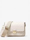 Michael Kors Medium Logo and Woven Leather Messenger Bag