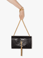 Saint Laurent Kate Crocodile-effect Shoulder Bag
