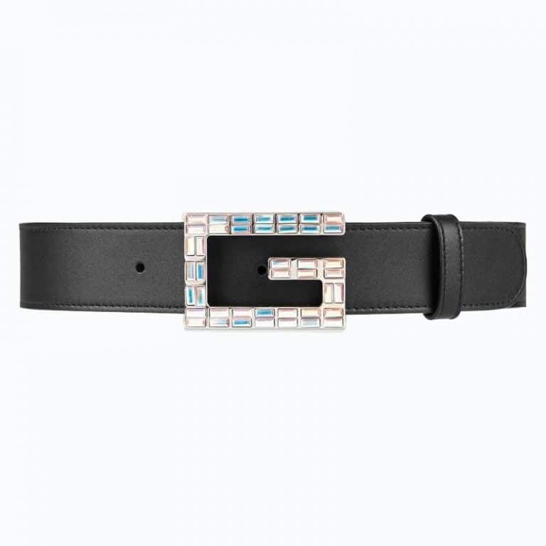 Leather belt with Square G buckle