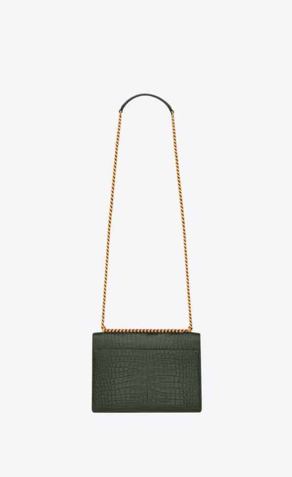 YSL Sunset Medium in Crocodile Embossed Shiny Leather Bag