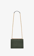 YSL Sunset Medium in Crocodile Embossed Shiny Leather Bag