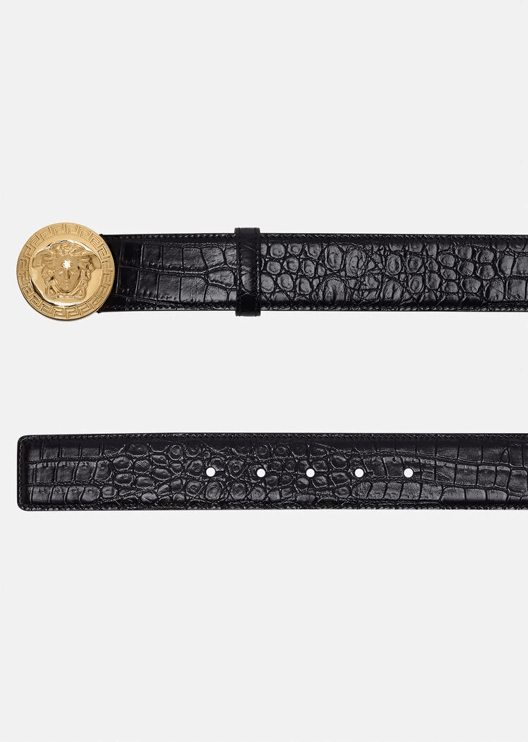 Versace La Medusa Mock Croc Leather Belt