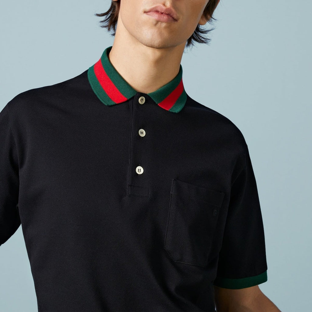COTTON PIQUET POLO WITH WEB COLLAR