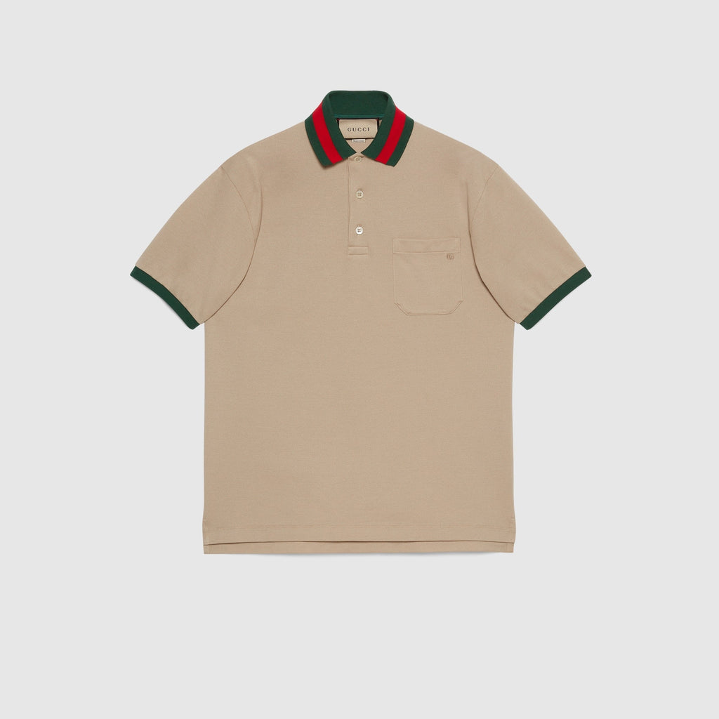 COTTON PIQUET POLO WITH WEB COLLAR