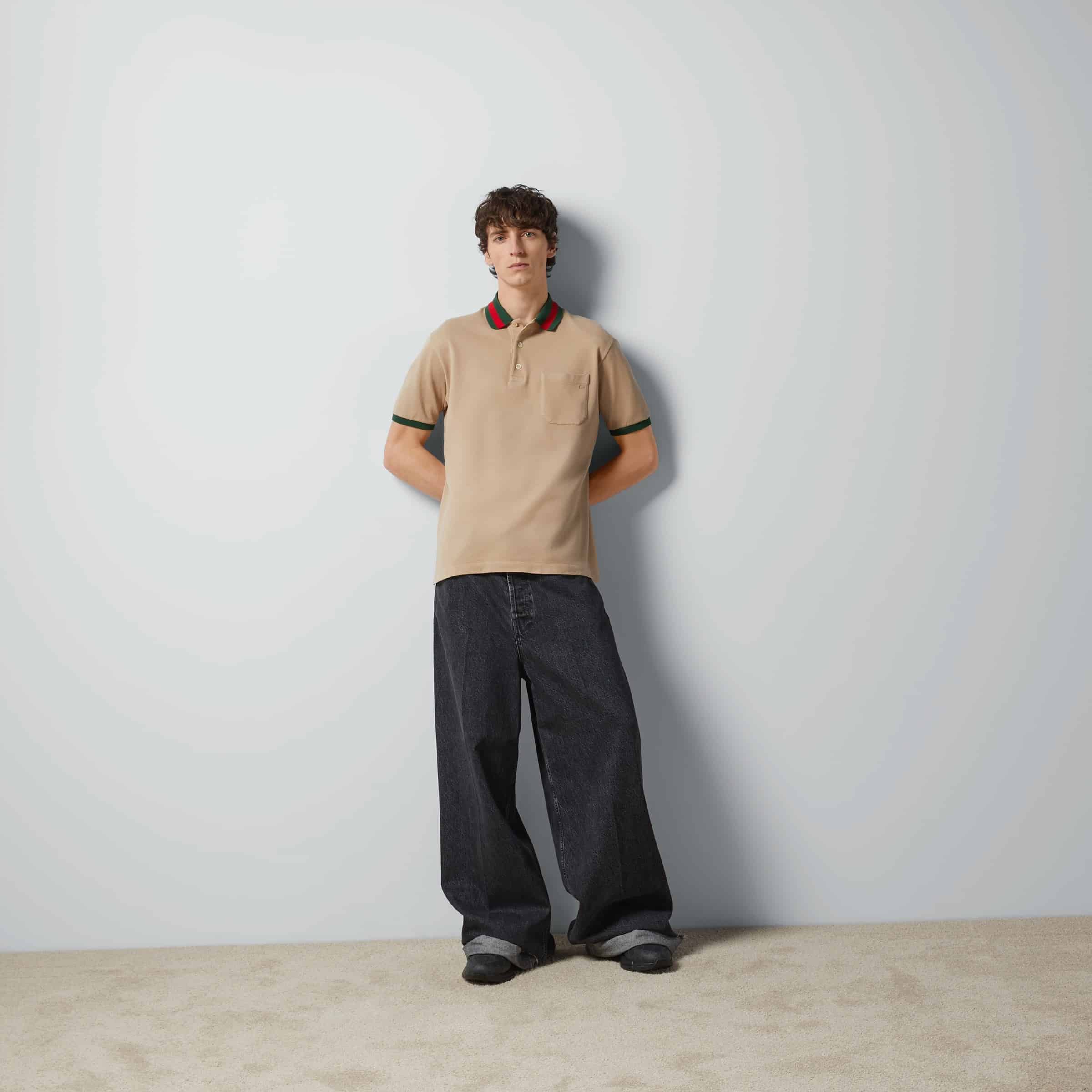 COTTON PIQUET POLO WITH WEB COLLAR