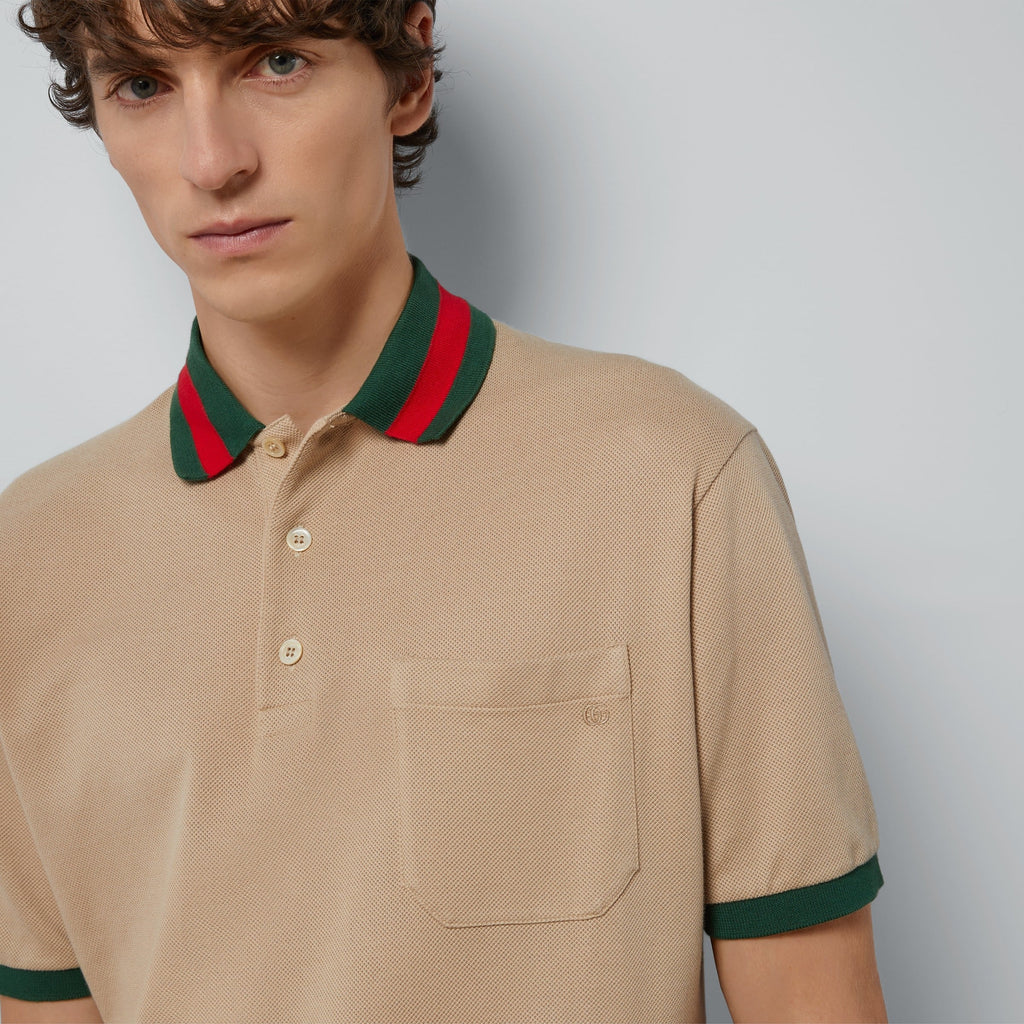 COTTON PIQUET POLO WITH WEB COLLAR