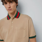 COTTON PIQUET POLO WITH WEB COLLAR