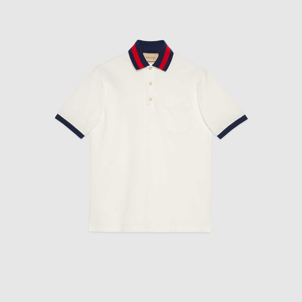 COTTON PIQUET POLO WITH WEB COLLAR