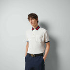 COTTON PIQUET POLO WITH WEB COLLAR