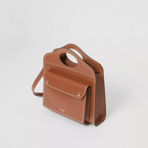 Burberry Mini Topstitched Leather Pocket Bag