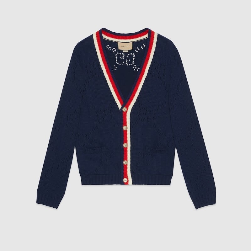 PERFORATED GG COTTON CARDIGAN