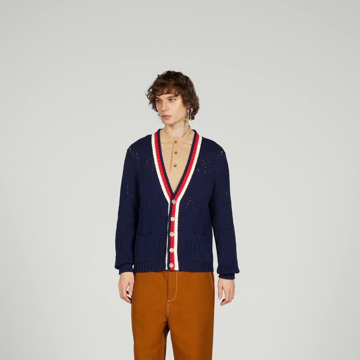 PERFORATED GG COTTON CARDIGAN