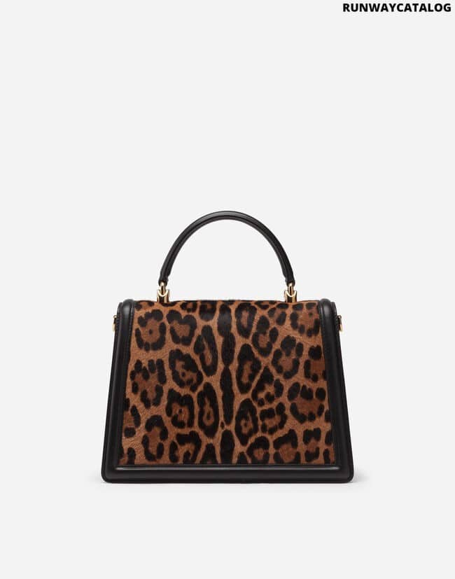 DOLCE &amp; GABBANA MEDIUM DEVOTION BAG CALFSKIN WITH LEOPARD PRINT