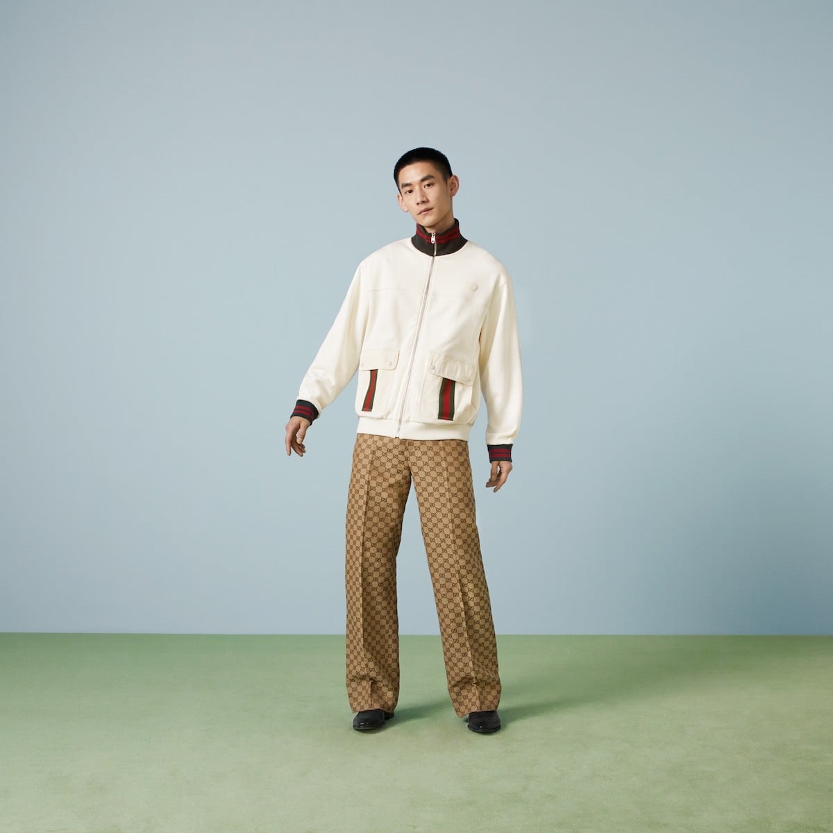 COTTON JERSEY ZIP JACKET WITH WEB
