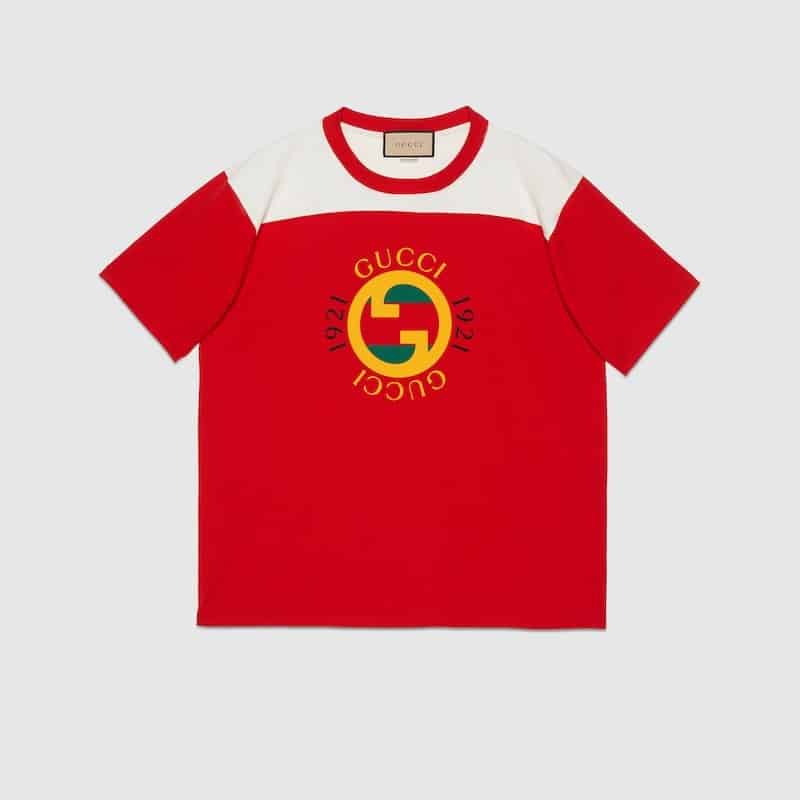 COTTON JERSEY T-SHIRT WITH GUCCI PRINT