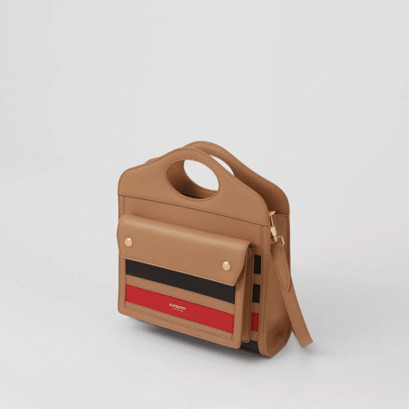 Burberry Mini Striped Intarsia Leather Pocket Bag