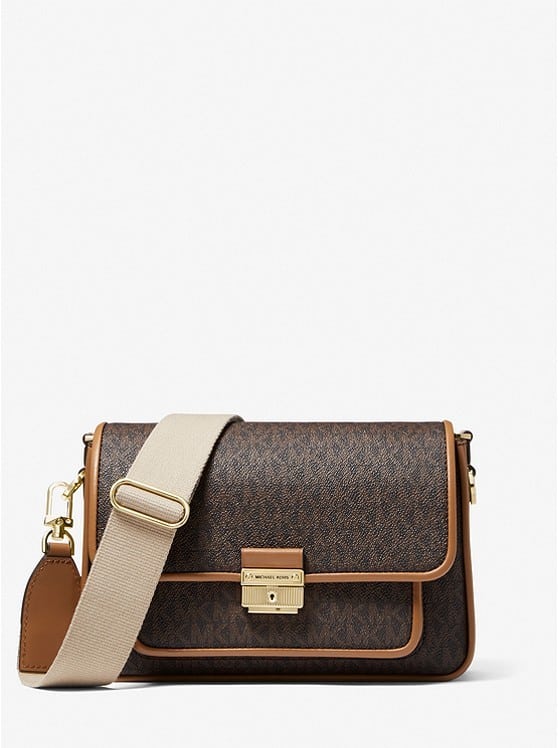 Michael Kors Medium Logo and Leather Messenger Bag