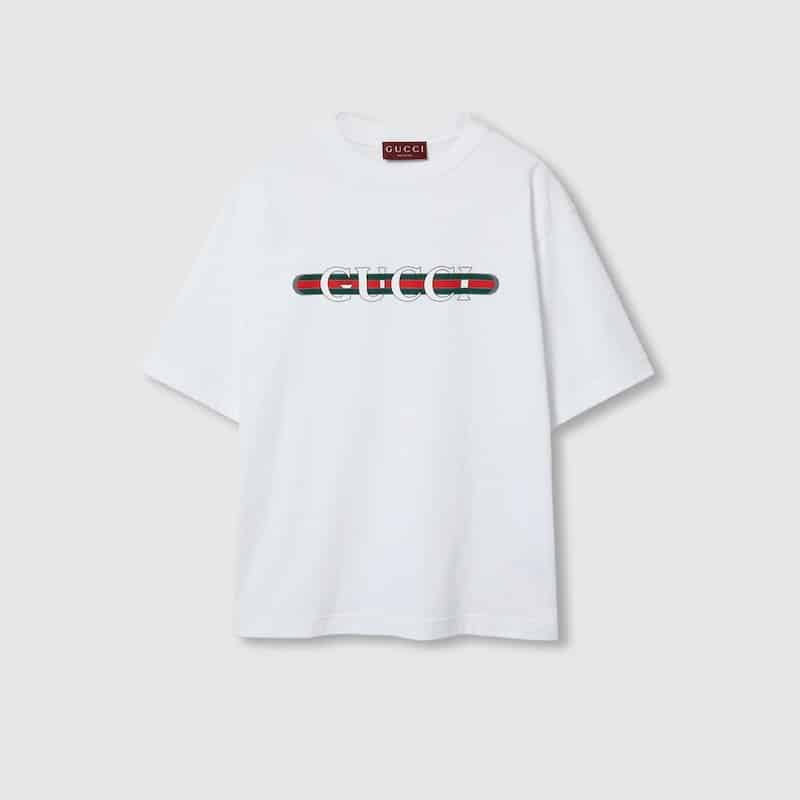 COTTON JERSEY T-SHIRT WITH GUCCI PRINT