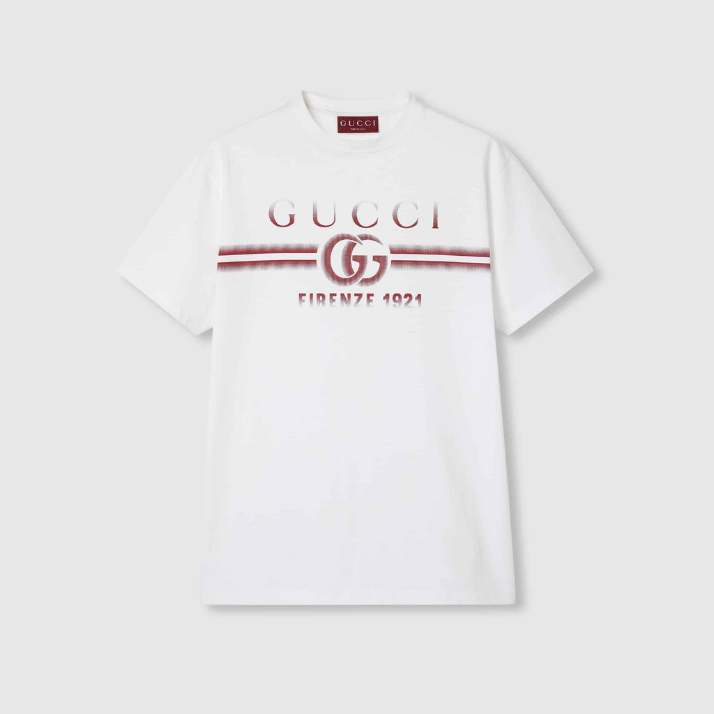 COTTON JERSEY T-SHIRT WITH GUCCI PRINT