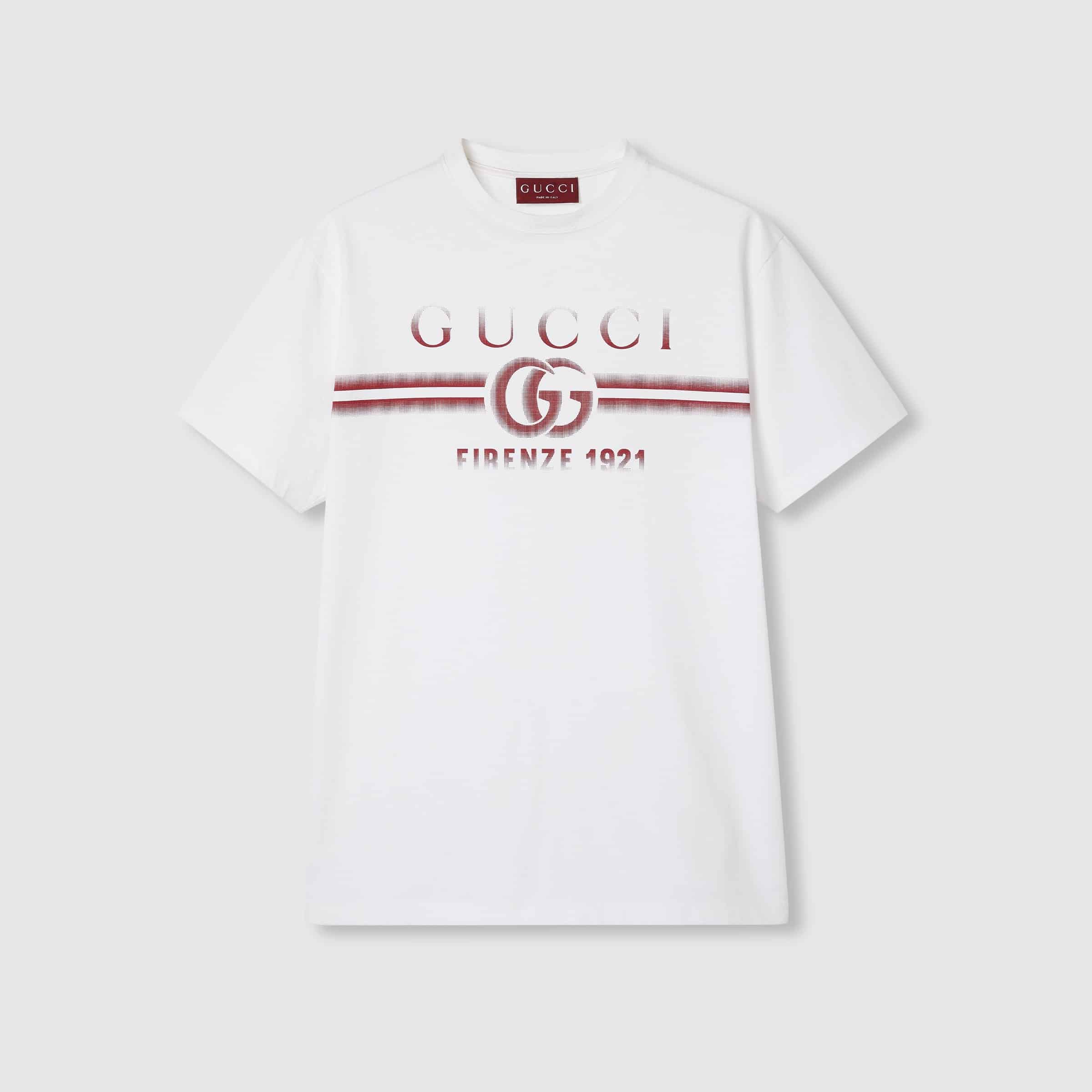 COTTON JERSEY T-SHIRT WITH GUCCI PRINT