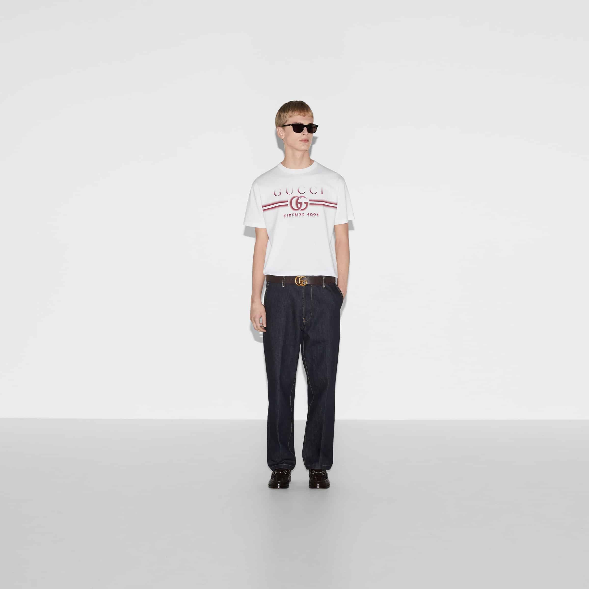 COTTON JERSEY T-SHIRT WITH GUCCI PRINT